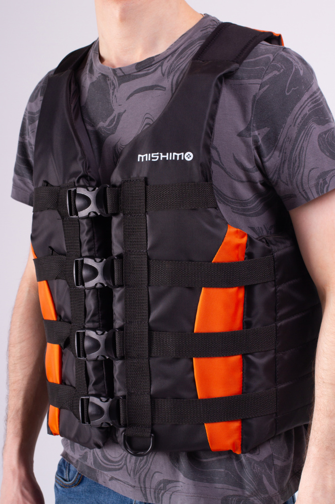 Жилет спасательный MISHIMO PRO Премиум качества Черно-оранжевый в Серпухове