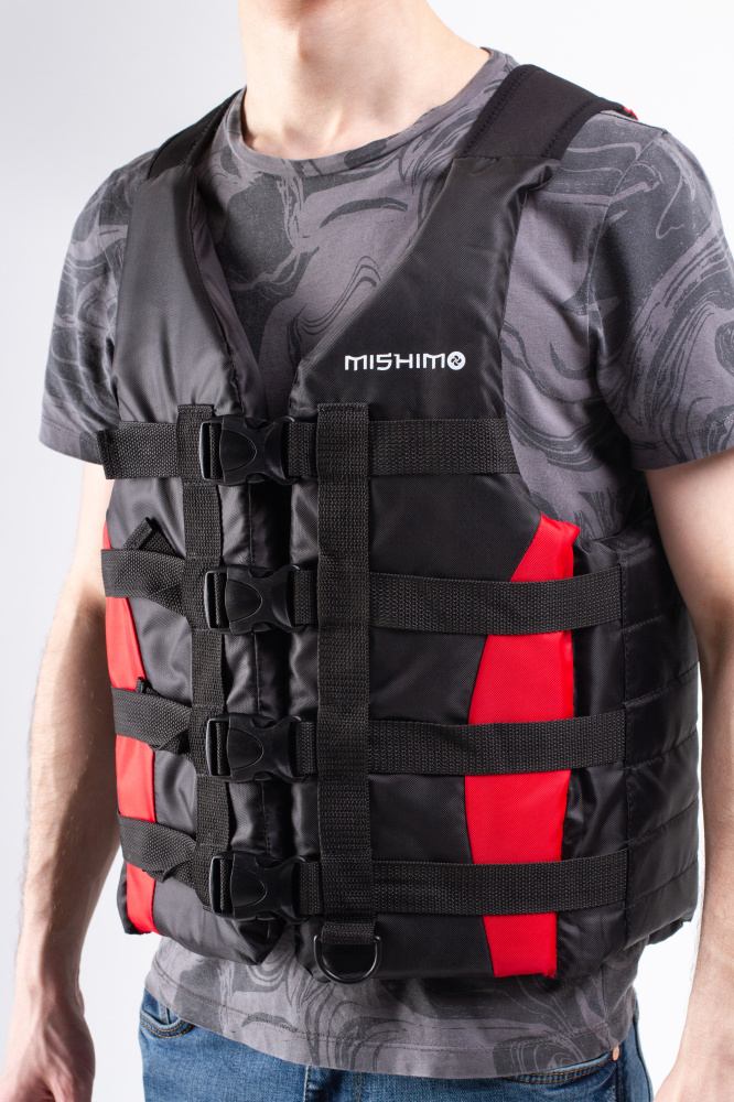 Жилет спасательный MISHIMO PRO Премиум качества Черно-красный в Серпухове