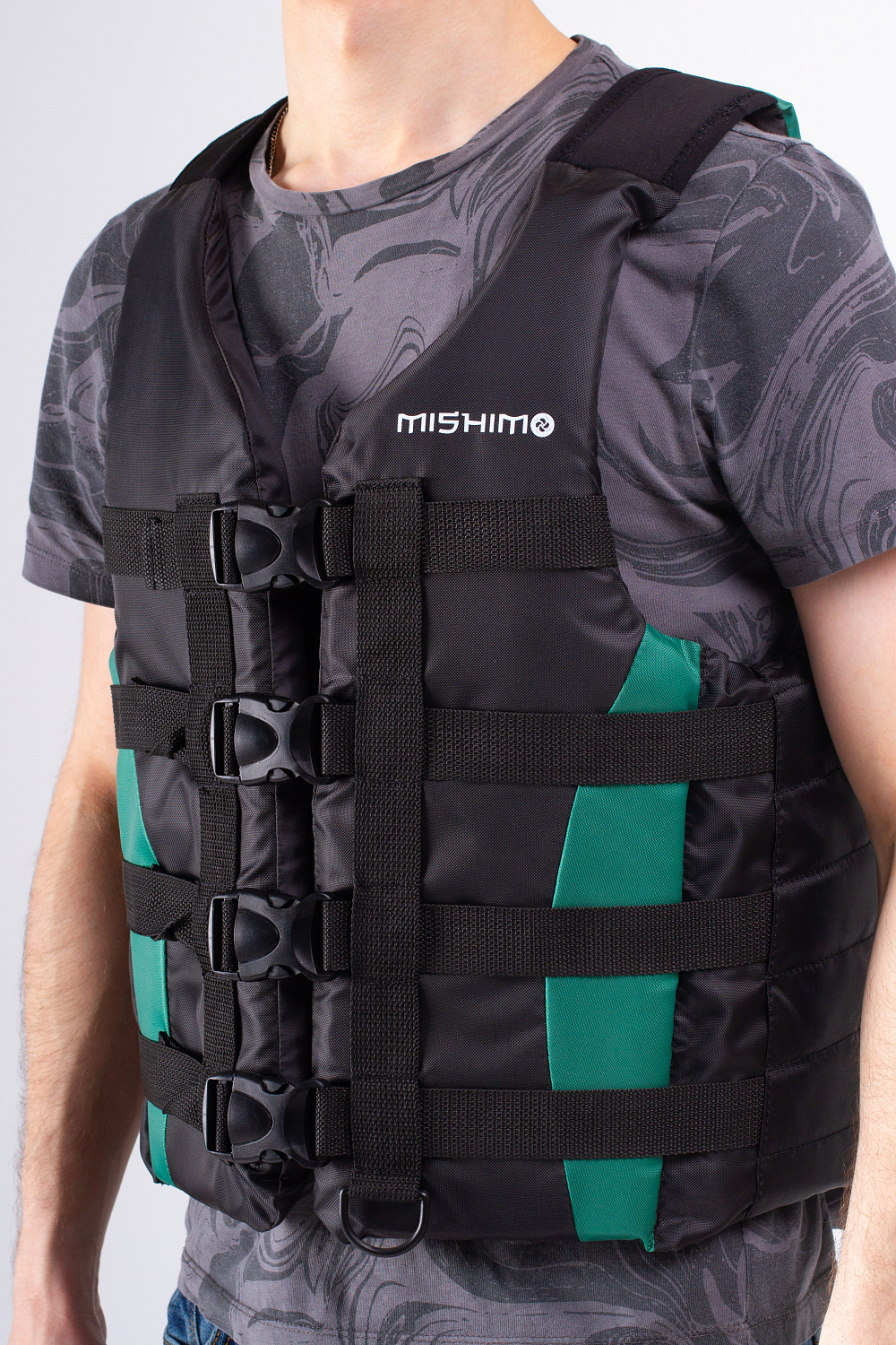 Жилет спасательный MISHIMO PRO Премиум качества Черно-зеленый в Серпухове